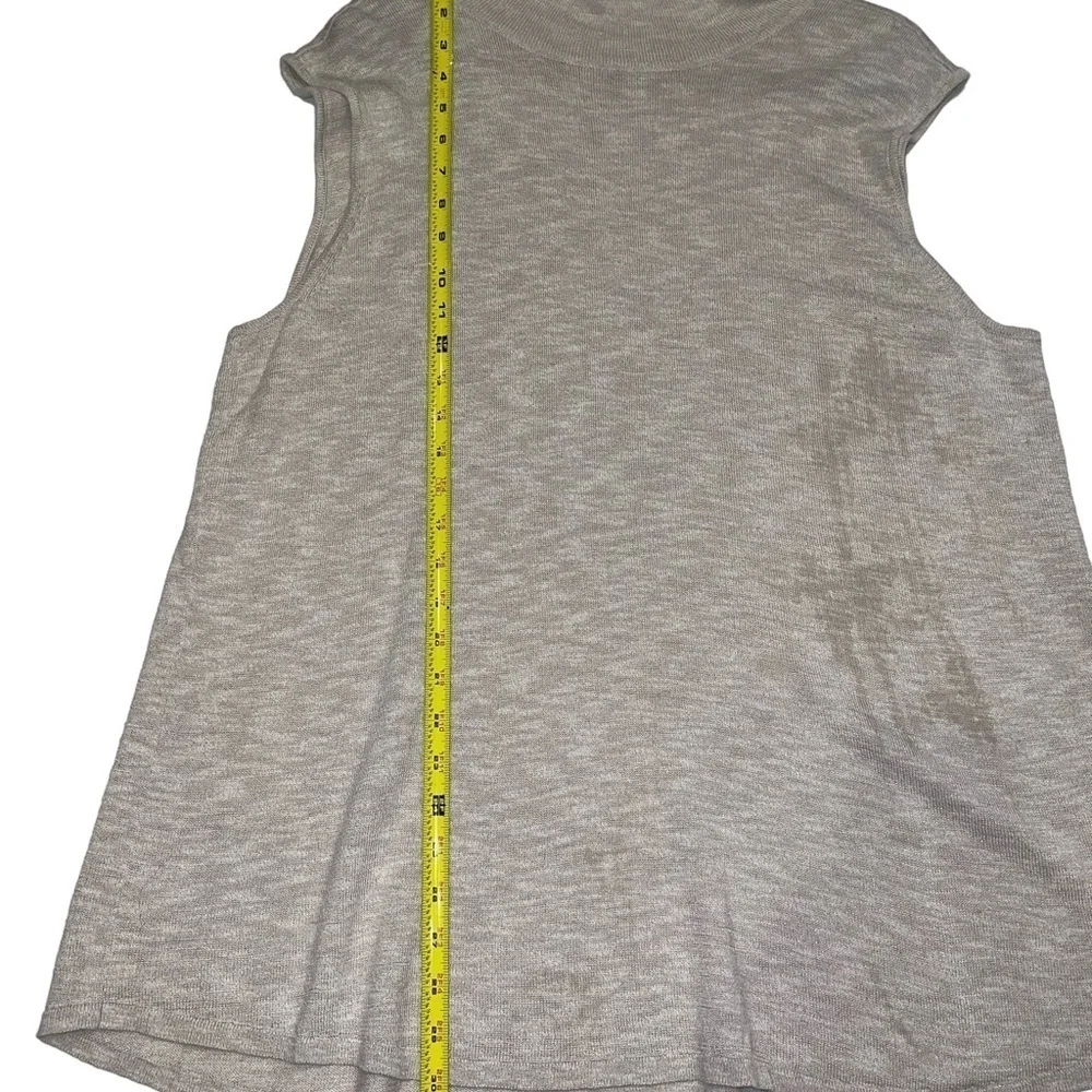 Nic + Zoe Women's Mock Neck Top Size L/XL Tan Sleeveless Knit Casual Rayon Linen - Picture 3 of 6
